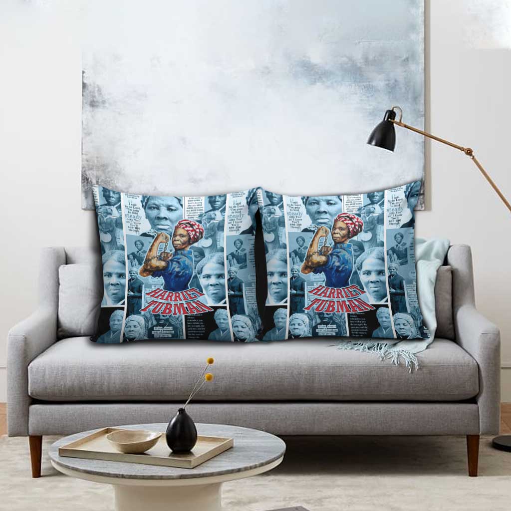 Harriet Tubman Pillow Cover Newspaper Collage Design We Out Quote Strong Woman Tribute Underground Railroad Legacy - Wonder Print Shop