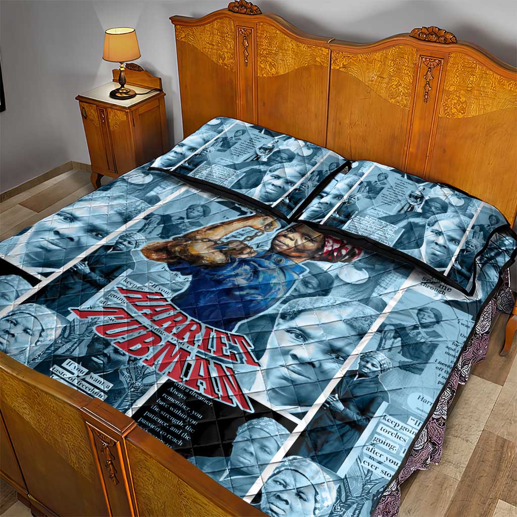 Harriet Tubman Quilt Bed Set Newspaper Collage Design We Out Quote Strong Woman Tribute Underground Railroad Legacy - Wonder Print Shop