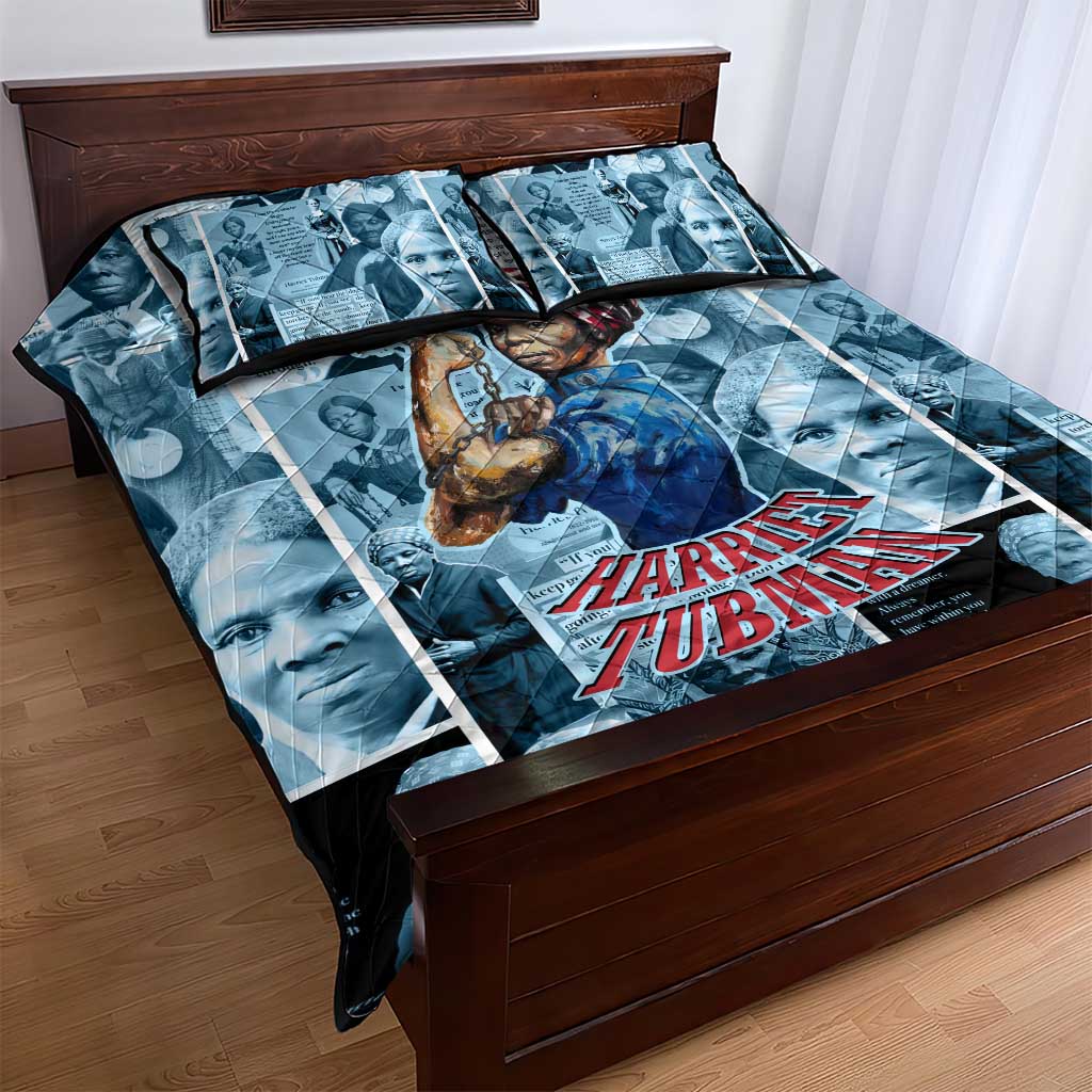 Harriet Tubman Quilt Bed Set Newspaper Collage Design We Out Quote Strong Woman Tribute Underground Railroad Legacy - Wonder Print Shop
