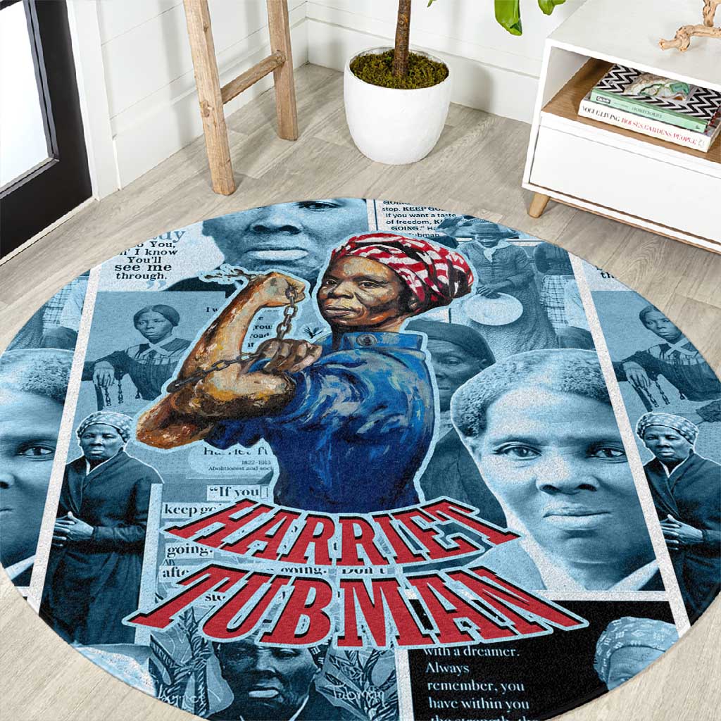 Harriet Tubman Round Carpet Newspaper Collage Design We Out Quote Strong Woman Tribute Underground Railroad Legacy - Wonder Print Shop