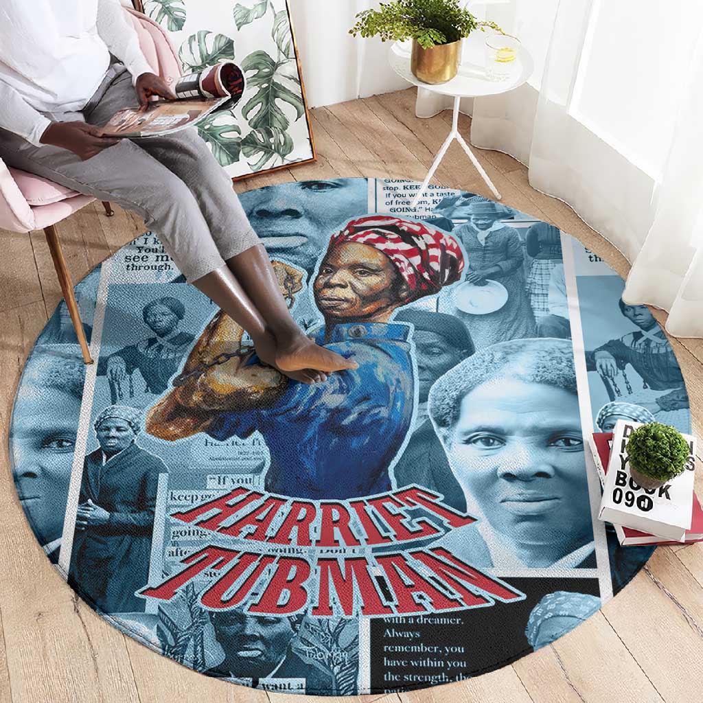 Harriet Tubman Round Carpet Newspaper Collage Design We Out Quote Strong Woman Tribute Underground Railroad Legacy - Wonder Print Shop