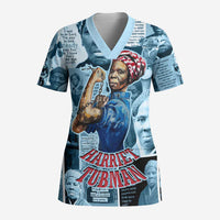 Harriet Tubman Scrub Top Newspaper Collage Design We Out Quote Strong Woman Tribute Underground Railroad Legacy - Wonder Print Shop