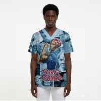 Harriet Tubman Scrub Top Newspaper Collage Design We Out Quote Strong Woman Tribute Underground Railroad Legacy - Wonder Print Shop