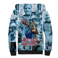 Harriet Tubman Sherpa Hoodie Newspaper Collage Design We Out Quote Strong Woman Tribute Underground Railroad Legacy - Wonder Print Shop