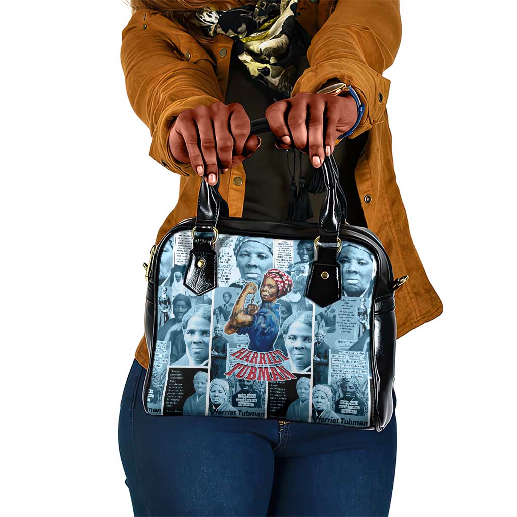 Harriet Tubman Shoulder Handbag Newspaper Collage Design We Out Quote Strong Woman Tribute Underground Railroad Legacy - Wonder Print Shop