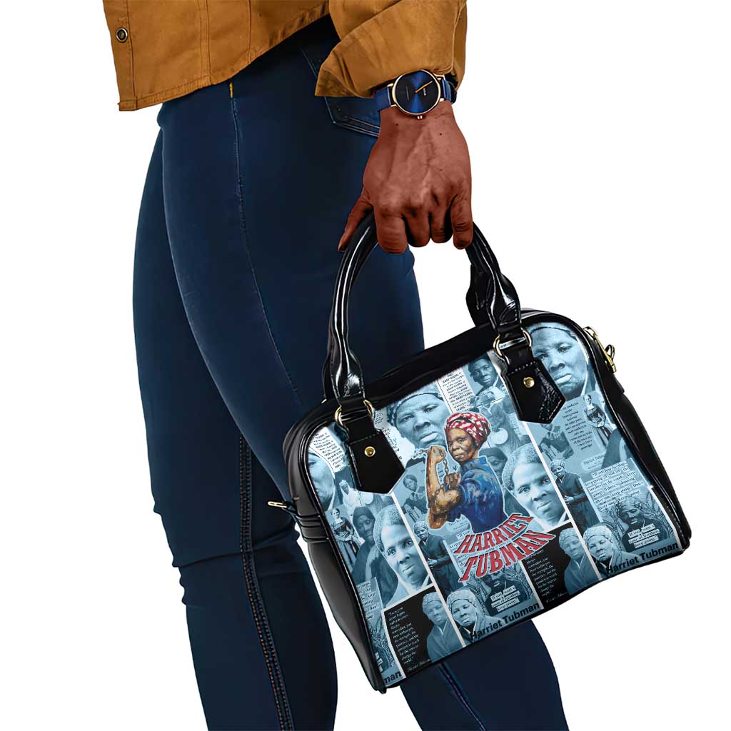 Harriet Tubman Shoulder Handbag Newspaper Collage Design We Out Quote Strong Woman Tribute Underground Railroad Legacy - Wonder Print Shop