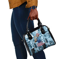 Harriet Tubman Shoulder Handbag Newspaper Collage Design We Out Quote Strong Woman Tribute Underground Railroad Legacy - Wonder Print Shop