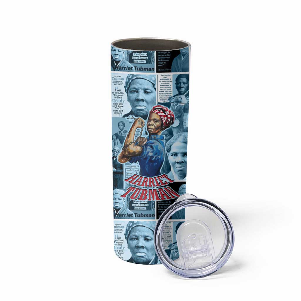 Harriet Tubman Skinny Tumbler Newspaper Collage Design We Out Quote Strong Woman Tribute Underground Railroad Legacy - Wonder Print Shop