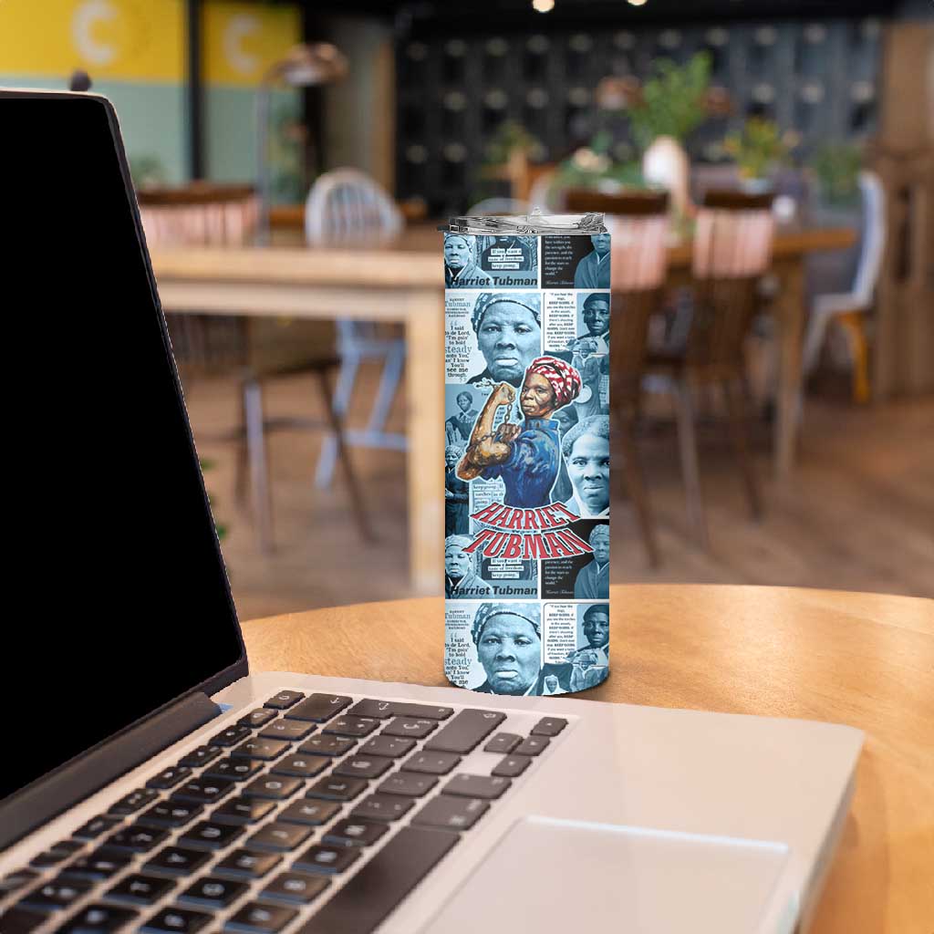 Harriet Tubman Skinny Tumbler Newspaper Collage Design We Out Quote Strong Woman Tribute Underground Railroad Legacy - Wonder Print Shop
