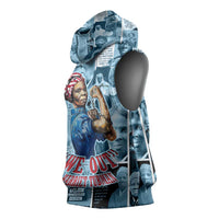 Harriet Tubman Sleeveless Hoodie Newspaper Collage Design We Out Quote Strong Woman Tribute Underground Railroad Legacy - Wonder Print Shop