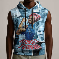 Harriet Tubman Sleeveless Hoodie Newspaper Collage Design We Out Quote Strong Woman Tribute Underground Railroad Legacy - Wonder Print Shop