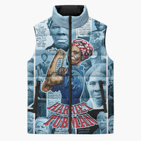 Harriet Tubman Sleeveless Puffer Jacket Newspaper Collage Design We Out Quote Strong Woman Tribute Underground Railroad Legacy - Wonder Print Shop