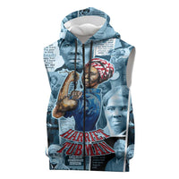 Harriet Tubman Sleeveless Zip Hoodie Newspaper Collage Design We Out Quote Strong Woman Tribute Underground Railroad Legacy - Wonder Print Shop