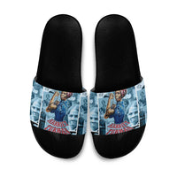 Harriet Tubman Slide Sandals Newspaper Collage Design We Out Quote Strong Woman Tribute Underground Railroad Legacy - Wonder Print Shop