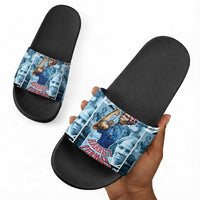Harriet Tubman Slide Sandals Newspaper Collage Design We Out Quote Strong Woman Tribute Underground Railroad Legacy - Wonder Print Shop