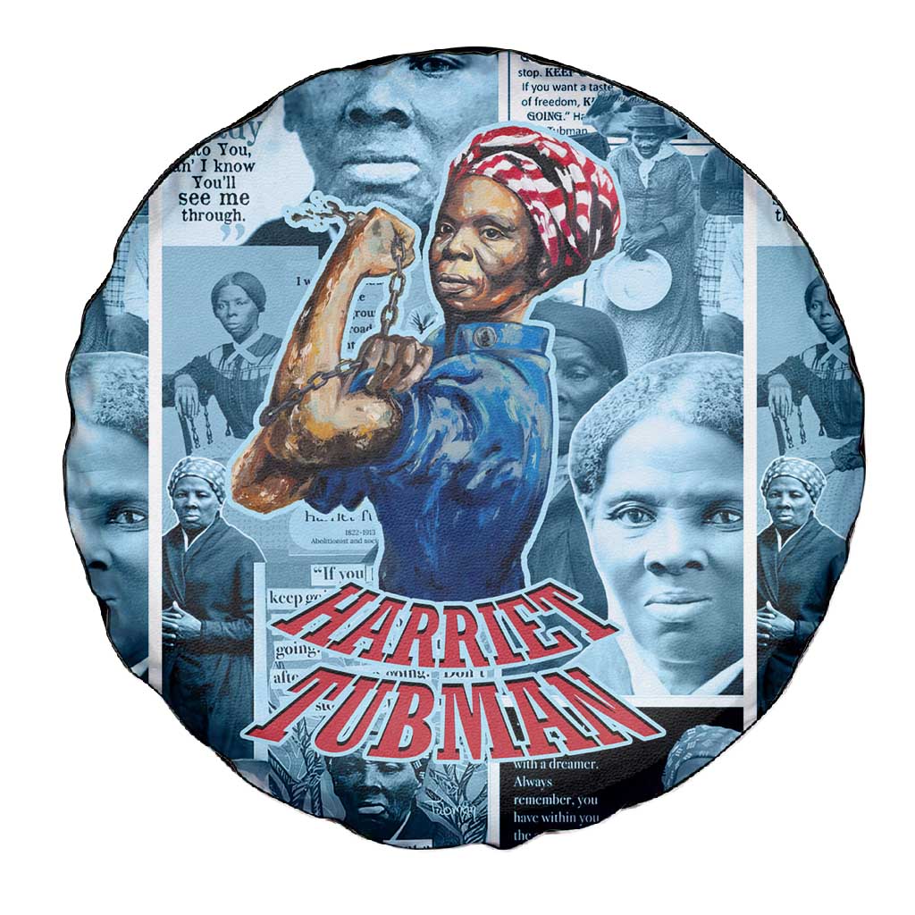 Harriet Tubman Spare Tire Cover Newspaper Collage Design We Out Quote Strong Woman Tribute Underground Railroad Legacy - Wonder Print Shop