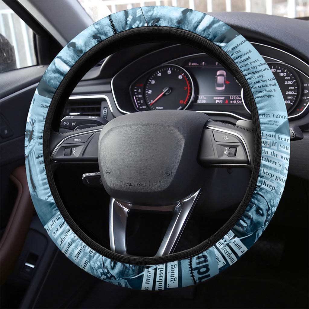 Harriet Tubman Steering Wheel Cover Newspaper Collage Design We Out Quote Strong Woman Tribute Underground Railroad Legacy - Wonder Print Shop