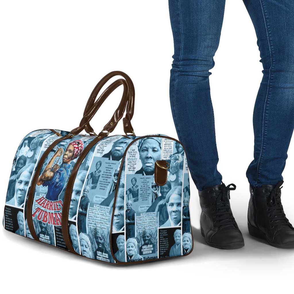 Harriet Tubman Travel Bag Newspaper Collage Design We Out Quote Strong Woman Tribute Underground Railroad Legacy - Wonder Print Shop