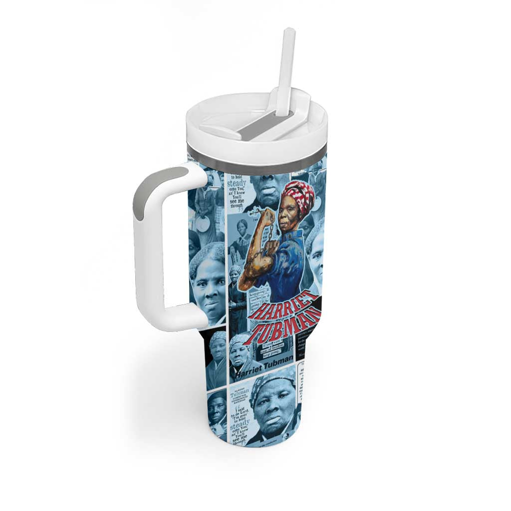 Harriet Tubman Tumbler With Handle Newspaper Collage Design We Out Quote Strong Woman Tribute Underground Railroad Legacy - Wonder Print Shop