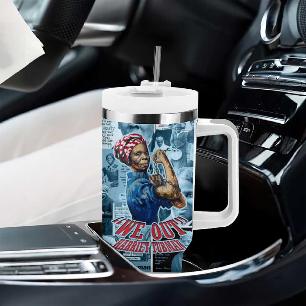 Harriet Tubman Tumbler With Handle Newspaper Collage Design We Out Quote Strong Woman Tribute Underground Railroad Legacy - Wonder Print Shop