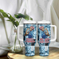 Harriet Tubman Tumbler With Handle Newspaper Collage Design We Out Quote Strong Woman Tribute Underground Railroad Legacy - Wonder Print Shop