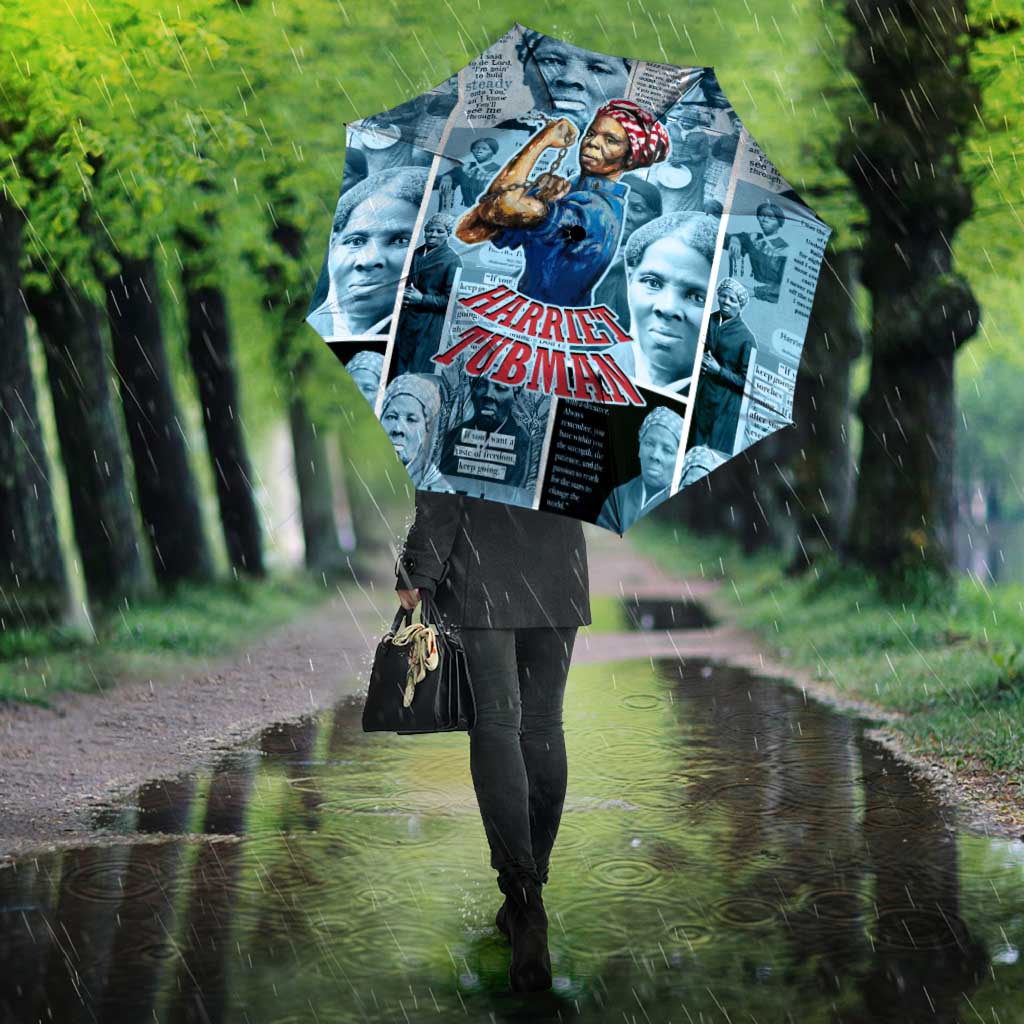 Harriet Tubman Umbrella Newspaper Collage Design We Out Quote Strong Woman Tribute Underground Railroad Legacy - Wonder Print Shop