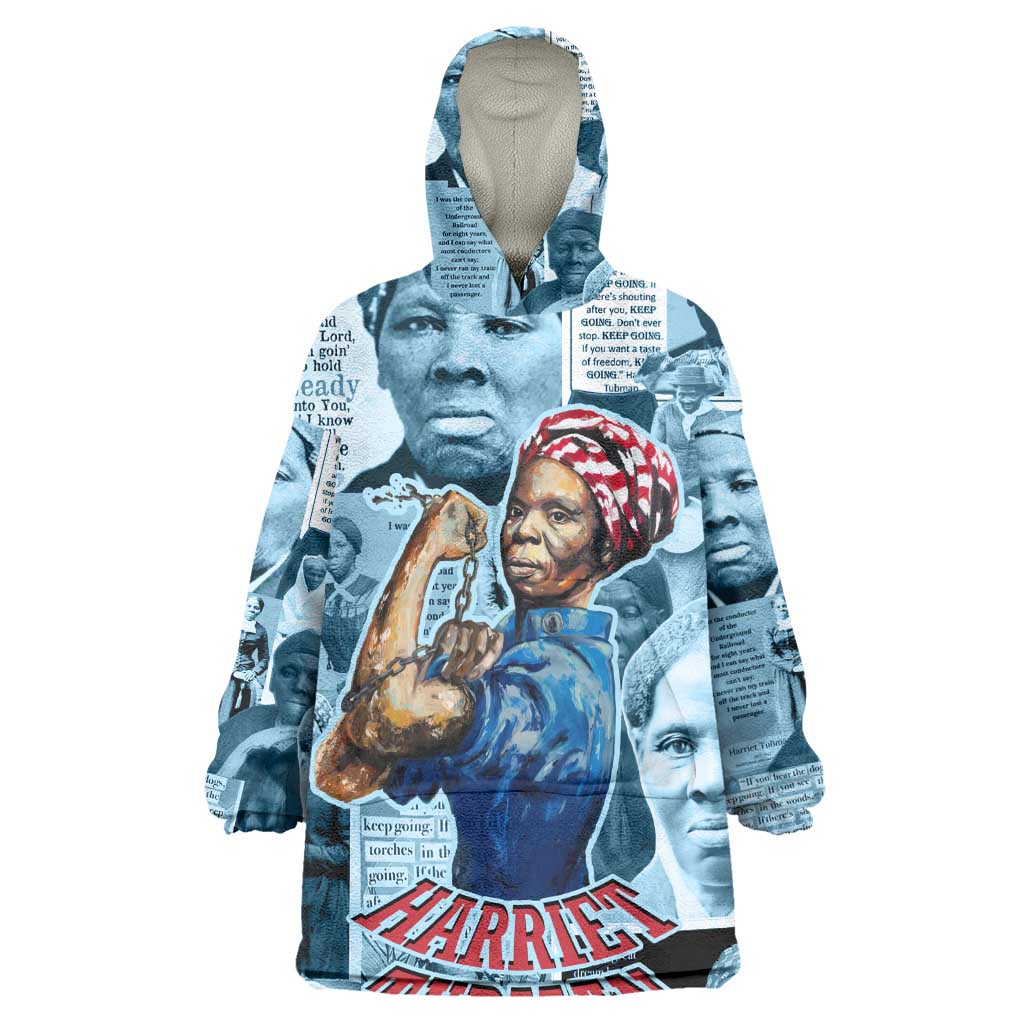 Harriet Tubman Wearable Blanket Hoodie Newspaper Collage Design We Out Quote Strong Woman Tribute Underground Railroad Legacy - Wonder Print Shop