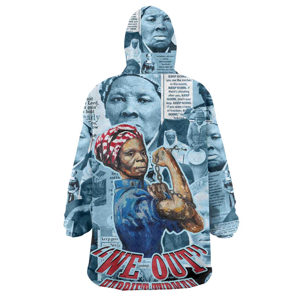 Harriet Tubman Wearable Blanket Hoodie Newspaper Collage Design We Out Quote Strong Woman Tribute Underground Railroad Legacy - Wonder Print Shop