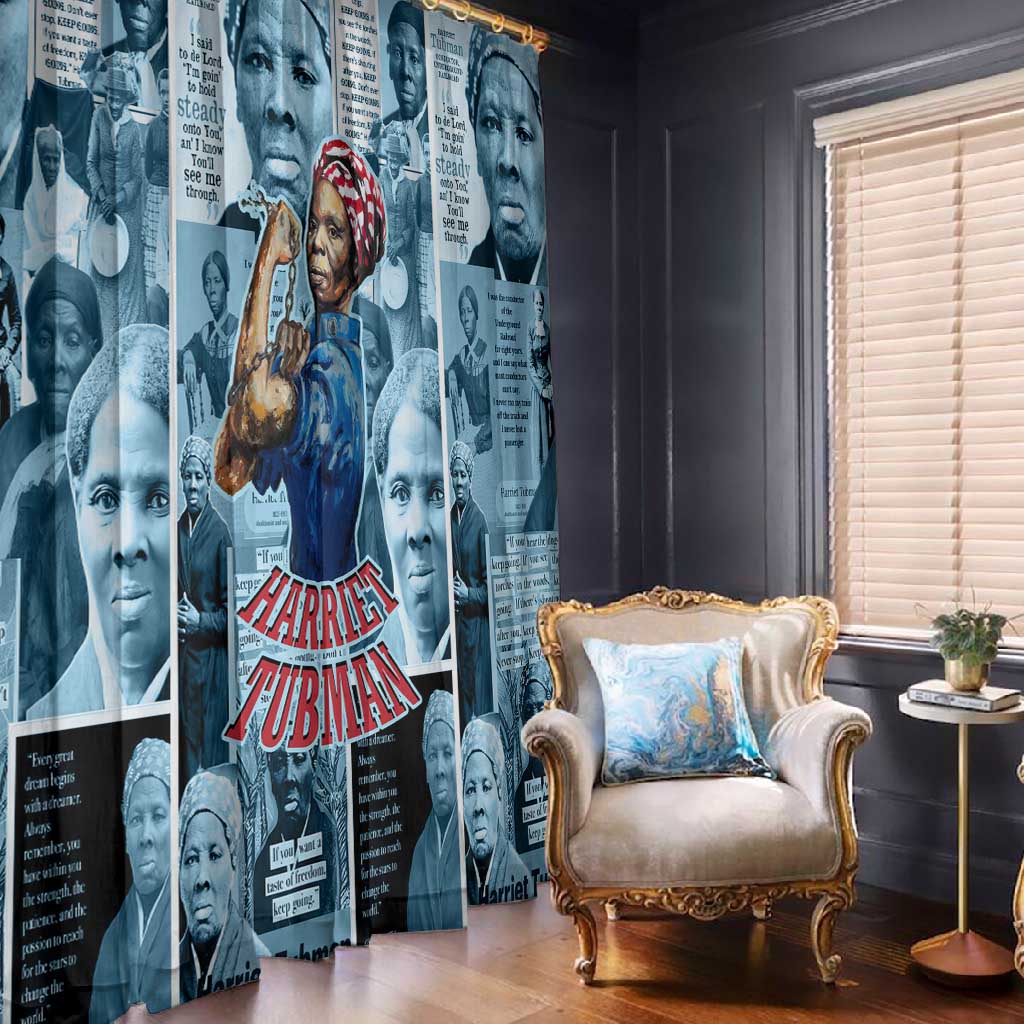 Harriet Tubman Window Curtain Newspaper Collage Design We Out Quote Strong Woman Tribute Underground Railroad Legacy - Wonder Print Shop
