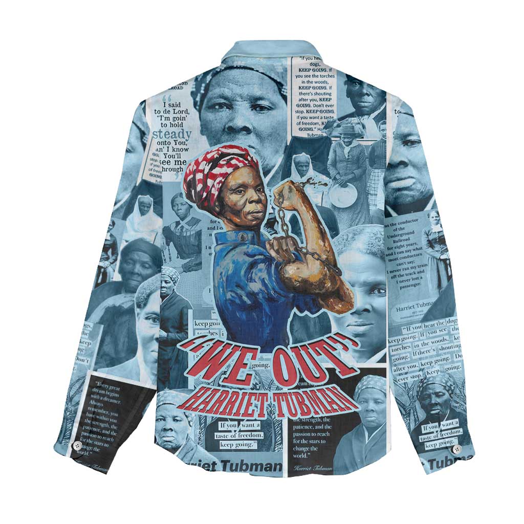 Harriet Tubman Women Casual Shirt Newspaper Collage Design We Out Quote Strong Woman Tribute Underground Railroad Legacy - Wonder Print Shop