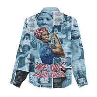 Harriet Tubman Women Casual Shirt Newspaper Collage Design We Out Quote Strong Woman Tribute Underground Railroad Legacy - Wonder Print Shop