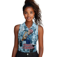 Harriet Tubman Women Sleeveless Polo Shirt Newspaper Collage Design We Out Quote Strong Woman Tribute Underground Railroad Legacy - Wonder Print Shop