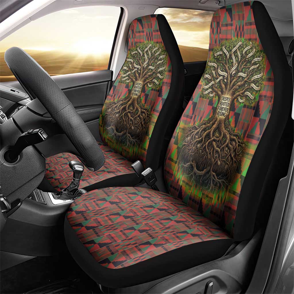Black Heritage Tree Car Seat Cover African Root Black History Kente Pattern