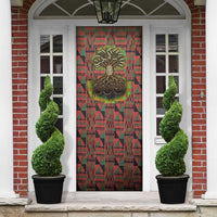 Black Heritage Tree Door Cover African Root Black History Kente Pattern