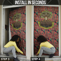 Black Heritage Tree Door Cover African Root Black History Kente Pattern