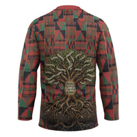 Black Heritage Tree Hockey Jersey African Root Black History Kente Pattern