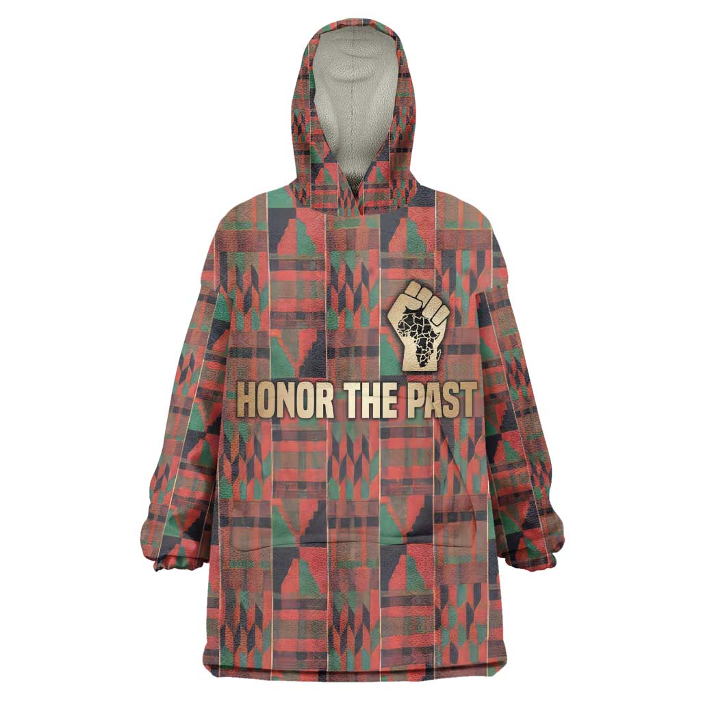 Black Heritage Tree Kid Wearable Blanket Hoodie African Root Black History Kente Pattern