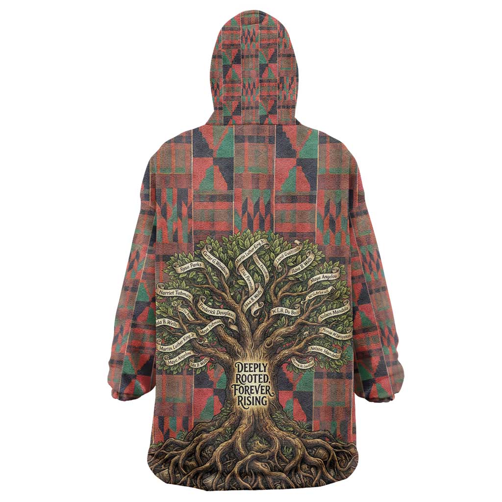 Black Heritage Tree Kid Wearable Blanket Hoodie African Root Black History Kente Pattern