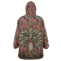 Black Heritage Tree Kid Wearable Blanket Hoodie African Root Black History Kente Pattern