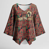 Black Heritage Tree Kimono Sleeve Blouse African Root Black History Kente Pattern