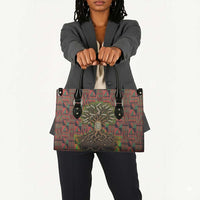 Black Heritage Tree Leather Bag African Root Black History Kente Pattern