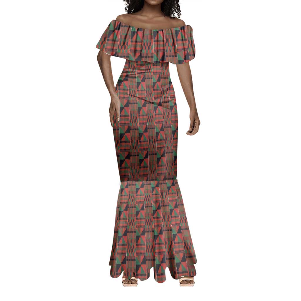 Black Heritage Tree Mermaid Dress African Root Black History Kente Pattern