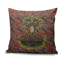 Black Heritage Tree Pillow Cover African Root Black History Kente Pattern