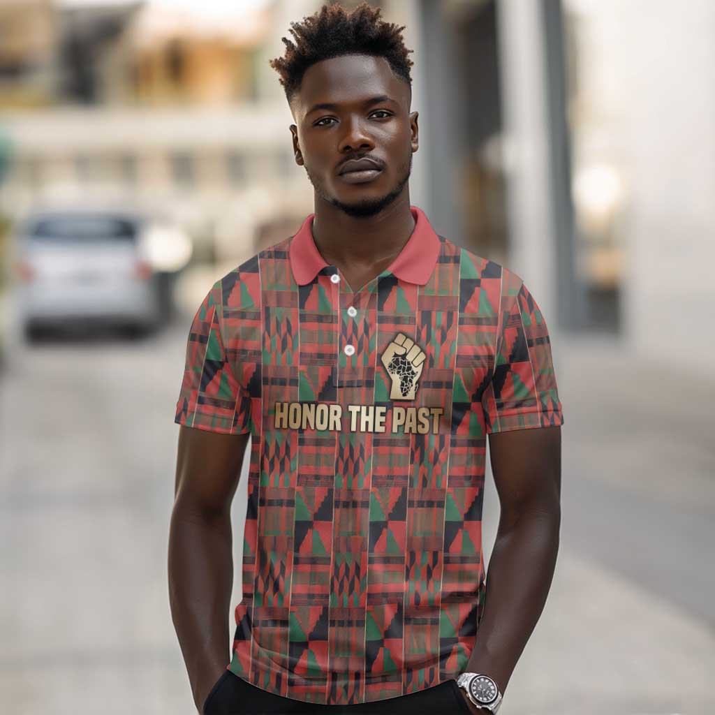 Black Heritage Tree Polo Shirt African Root Black History Kente Pattern