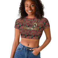 Black Heritage Tree Raglan Cropped T shirt African Root Black History Kente Pattern