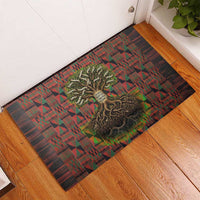 Black Heritage Tree Rubber Doormat African Root Black History Kente Pattern