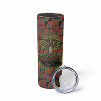 Black Heritage Tree Skinny Tumbler African Root Black History Kente Pattern