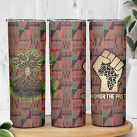 Black Heritage Tree Skinny Tumbler African Root Black History Kente Pattern