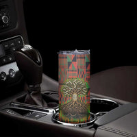 Black Heritage Tree Skinny Tumbler African Root Black History Kente Pattern