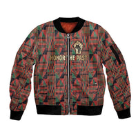 Black Heritage Tree Sleeve Zip Bomber Jacket African Root Black History Kente Pattern